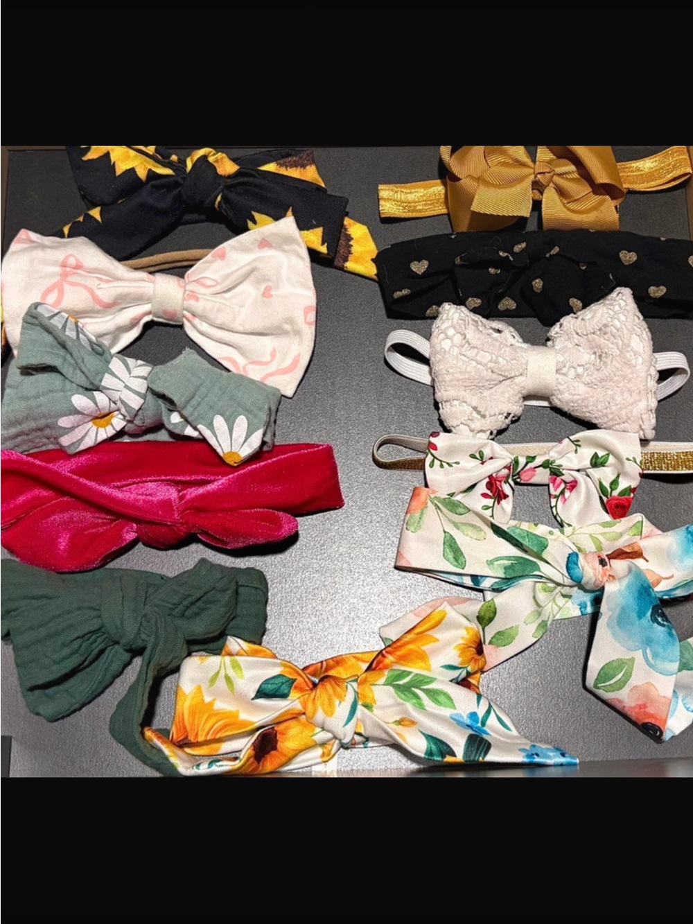Girls Floral & Solid Bow Headband Set - Mixed Colors